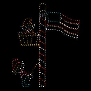 12' Animated Elf And Flag Holiday Light Display