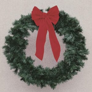 5′ Traditional Garland Wreath with Red Bow