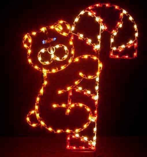 6' Bear Climbing Candy Cane Holiday Light Display