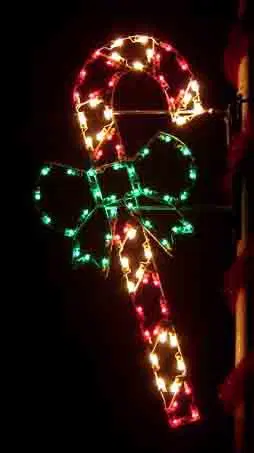 6' Silhouette Candy Cane And Bow Holiday Light Display