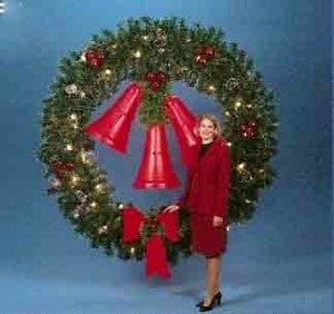 8' Garland Building Front Wreath With Red Bells