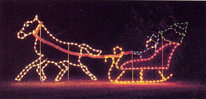 5' Animated Horse And Sleigh Holiday Light Display