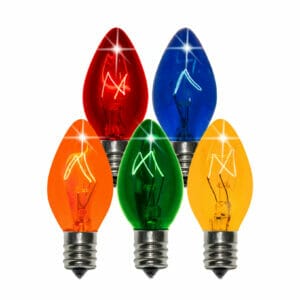 C7 Incandescent Transparent Multi-Colored Twinkle Bulbs