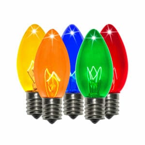 C9 Incandescent Transparent Multi-Colored Bulbs