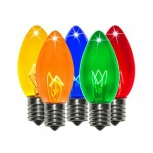C9 Incandescent Transparent Multi-Colored Twinkle Bulbs