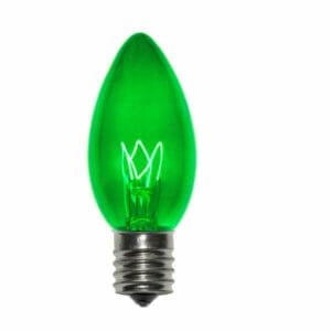 C9 Incandescent Transparent Green Bulbs