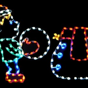 4' Elf Building A Snowman Holiday Light Display