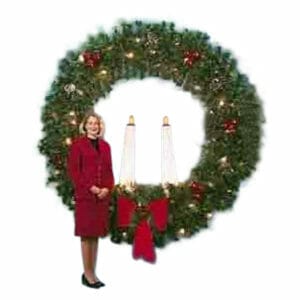 8' Garland Building Front Wreath With White Candles