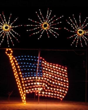 FLAG WITH ANIMATED STARBURST