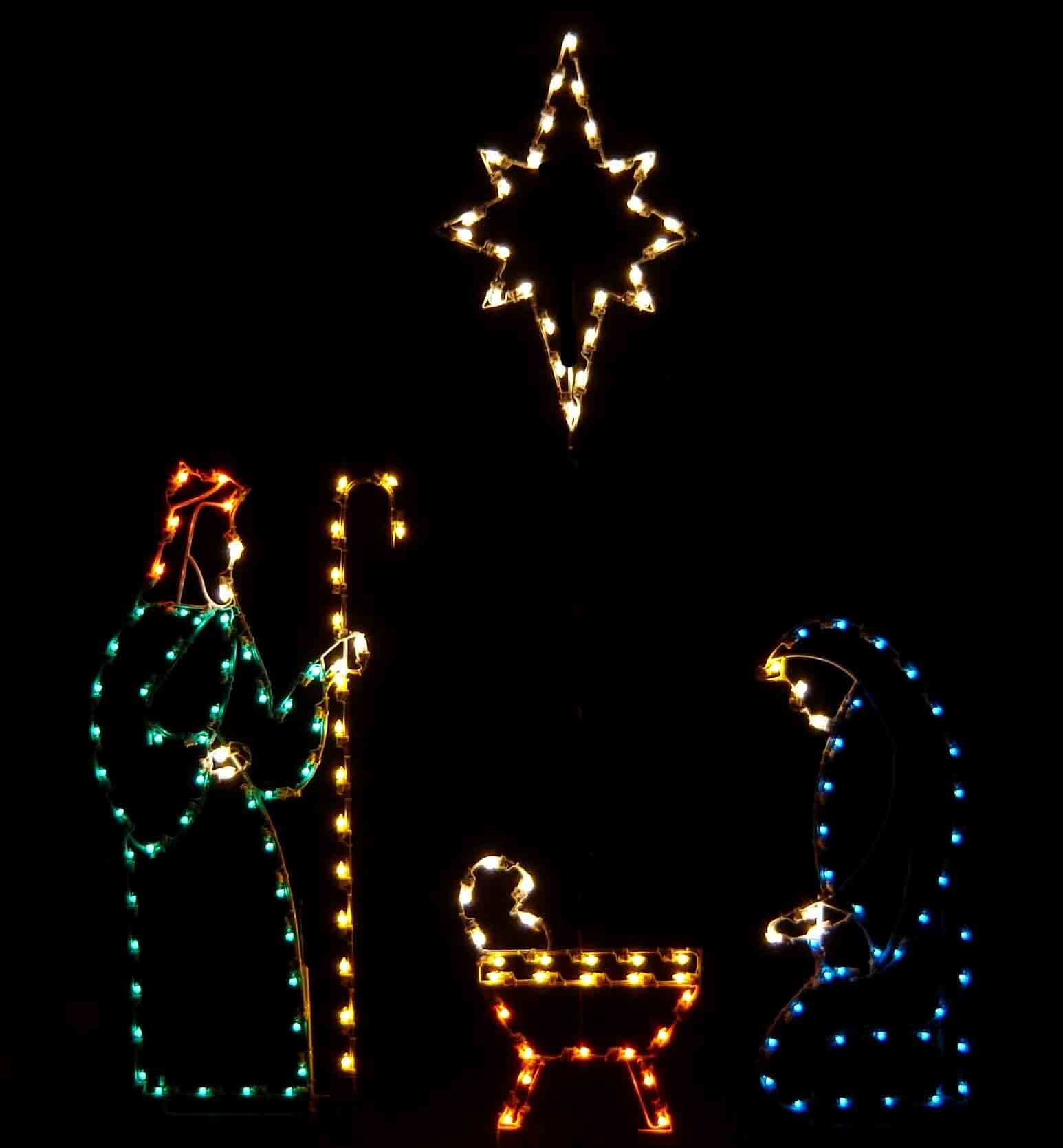 Starter Nativity Set With Star Holiday Light Display