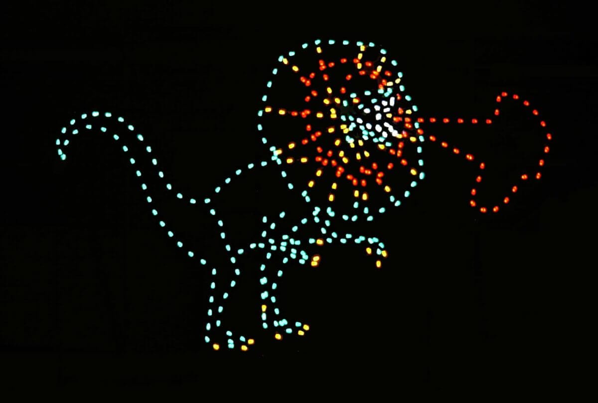 8' Animated Dilophosaur Holiday Light Display