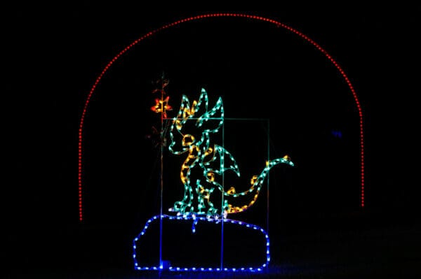 6.5' Animated Baby Dragon With Fire Rings Holiday Light Display