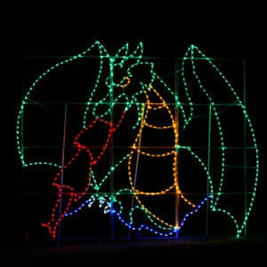 15' Animated Dragon With Fire Holiday Light Display