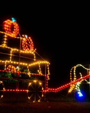 10' Animated Horse and Wagon Halloween Light Display