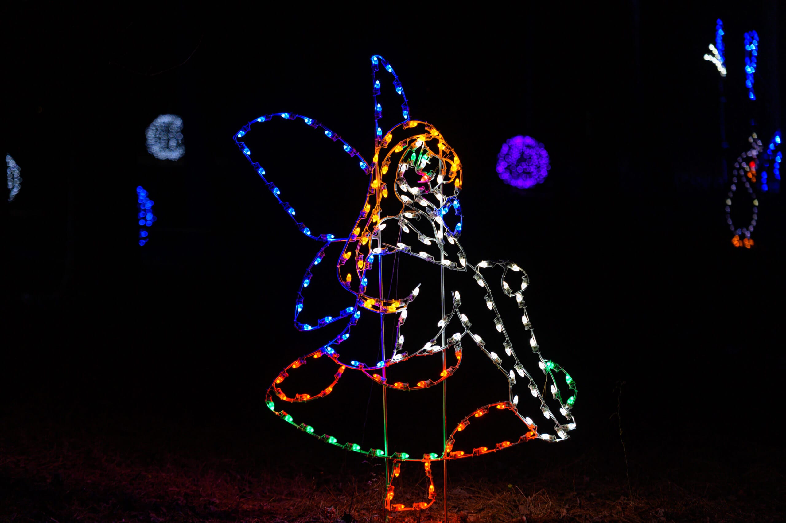 7.5' Fairy Sitting On A Mushroom Holiday Light Display