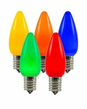 C9 LED Multi-Colored Opaque Smooth Bulbs 25 Pack