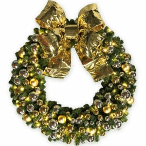 36" Non-Lit Gold and Silver Garland Bullpine Wreath