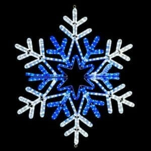 36" Pure White and Blue Vale Snowflake