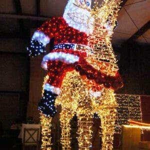 3D Santa On Stag Holiday Lighting Display