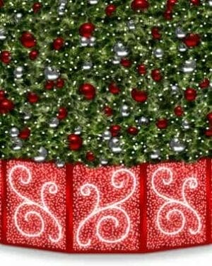 4' Tall Flat Panel Tree Base Skin With PVC Mesh Lighting And Rope Light Accent