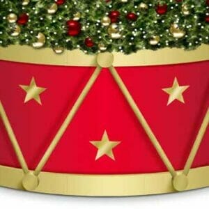 8' Tall Drum Style Panel Tree Riser Ring With Caps, Ropes, and Stars