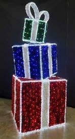 9' Tilted Stacked Packages Holiday Light Display