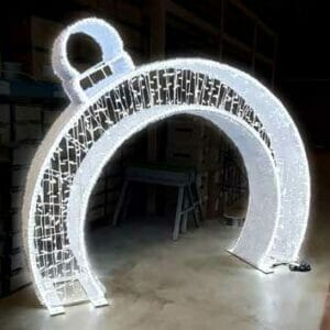 6.5' White Tilted Ornament Holiday Lighting Display