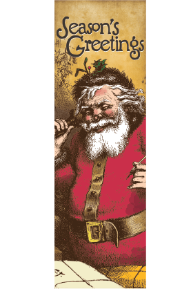 Antique Santa With Telephone Street Banner 10938