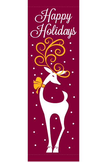 Happy Holiday Reindeer Burgundy Street Banner 15216B