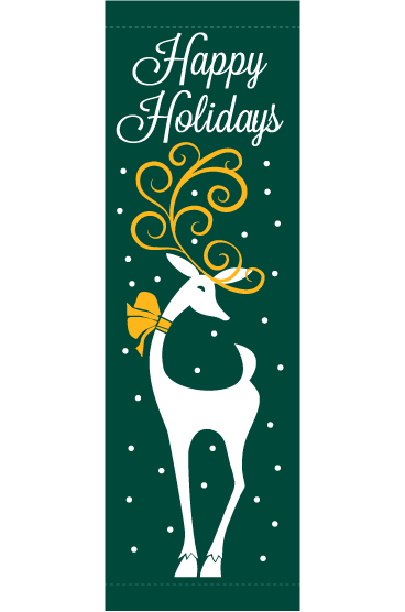 Happy Holiday Reindeer Green Street Banner 15216