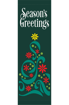 Seasons Greetings Filigree Tree Street Banner 20816