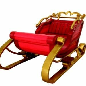 3' Red and Gold 2 Seater Santa Sleigh Fiberglass Display