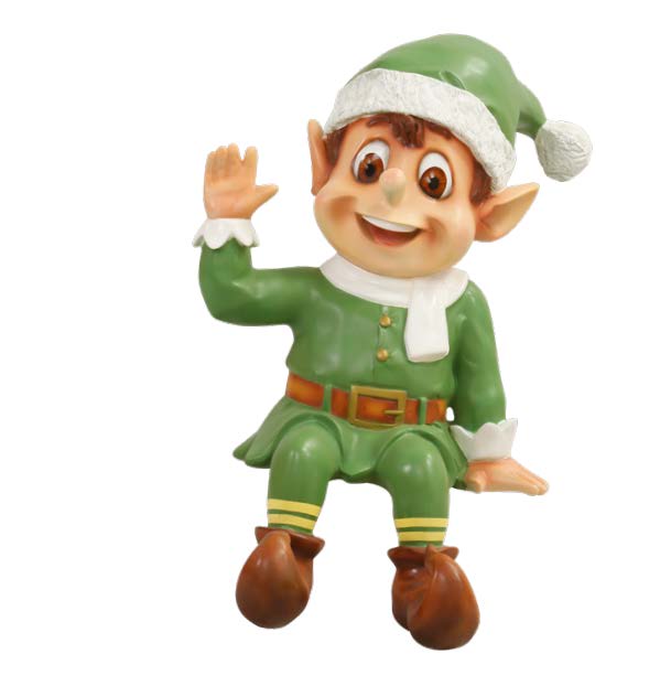 3' Green Sitting Santa Elf - Creative Displays