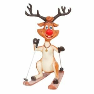 5' Skiing Reindeer Fiberglass Display