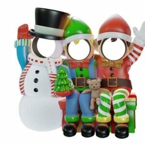 5' Snowman and Friends Photo Op Fiberglass Display
