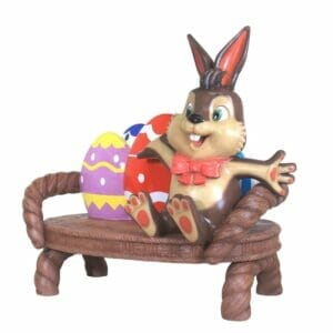 5 Foot Easter Egg Bench With Easter Bunny Fiberglass Display