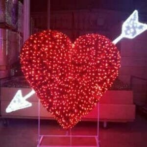8' Valentine's Day 3D Heart With Arrow Dimensional Display