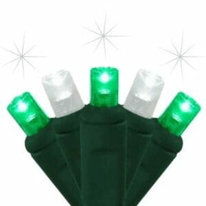 5MM 50 Light LED Green and Pure White Strobe Light Strings