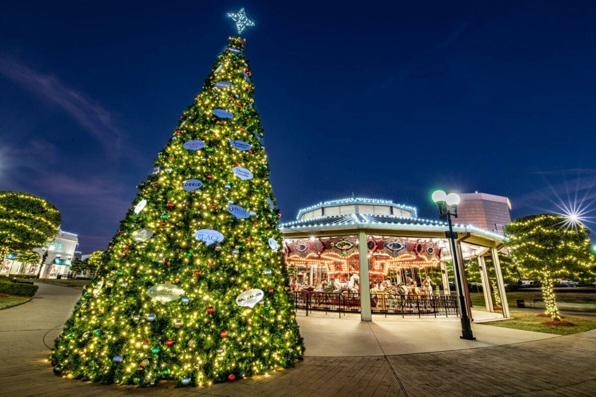 Christmas Tree, Lights, and a Carousel