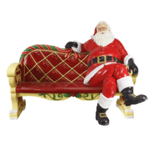 Creative Displays 5 Foot Santa On a Bench Fiberglass Holiday Display