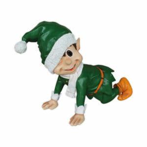 2.5' Green Santa's Crawling Elf Fiberglass Holiday Display