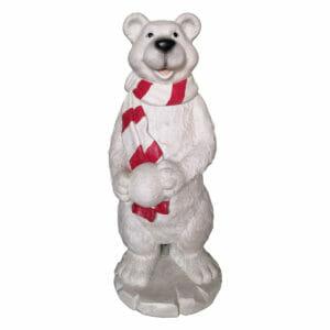 4' Polar Bear With Snowball Fiberglass Holiday Display