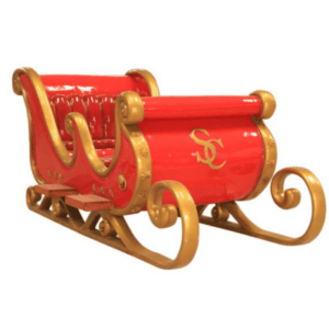 4.5' Red and Gold 4 Seater Santa Sleigh Fiberglass Display