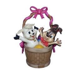 6.5' Easter Basket With Lamb and Bunny Fiberglass Display