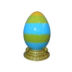 4.5' Blue and Green Easter Egg With Base Fiberglass Display