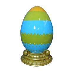 6' Blue and Green Easter Egg With Base Fiberglass Display