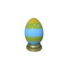 2' Blue and Green Easter Egg With Base Fiberglass Display