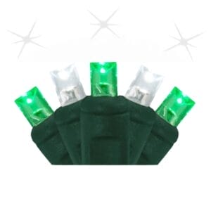 5MM 50 Light LED Green and Pure White Strobe Light Strings