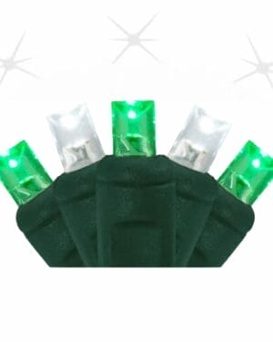 5MM 50 Light LED Green and Pure White Strobe Light Strings