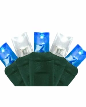 blue and pure white mini light strings